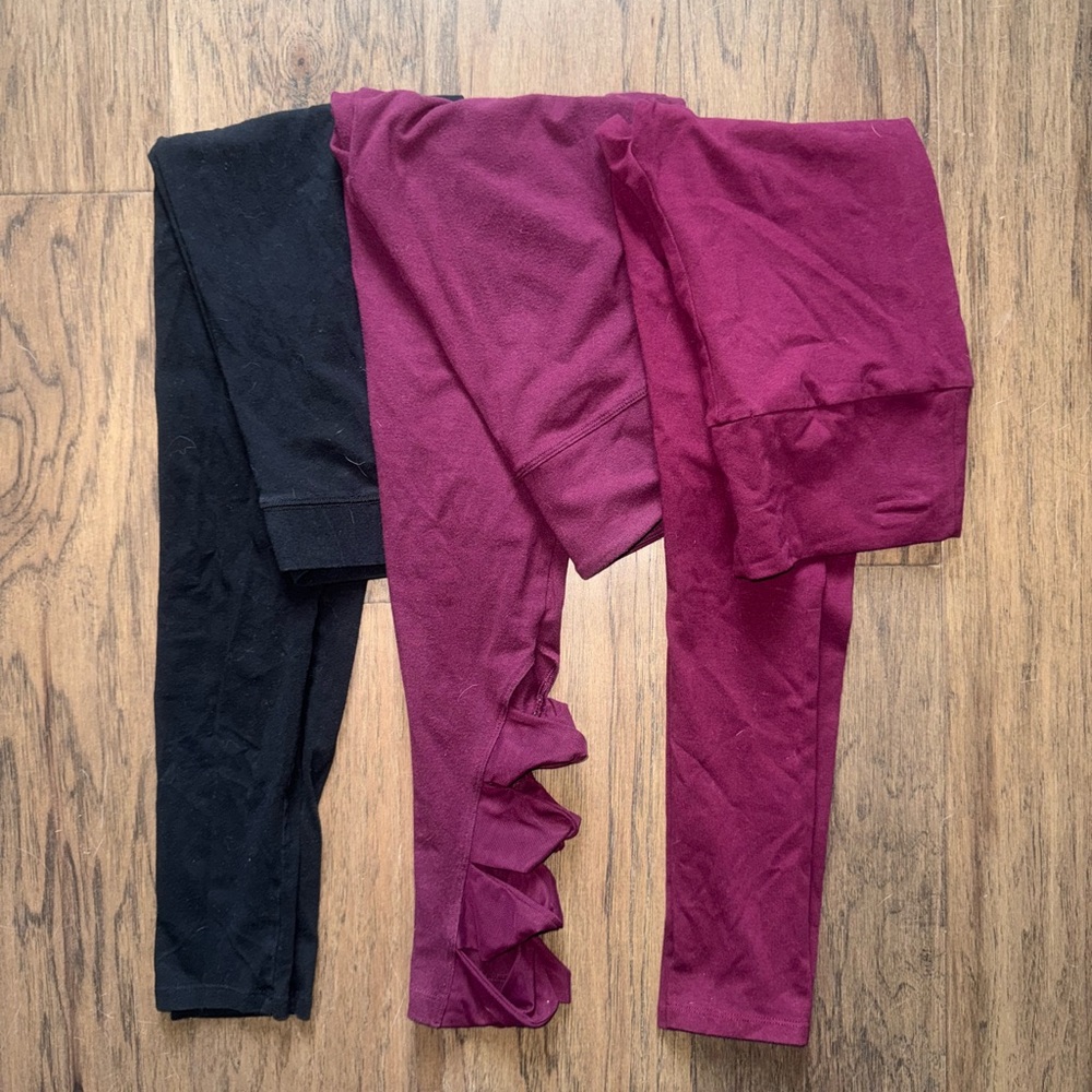 Leggings Set - Black and Burgundy